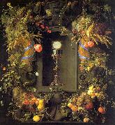 Jan Davidz de Heem Eucharist in a Fruit Wreath oil